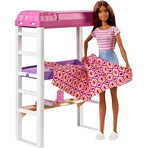 Set Barbie by Mattel Estate Birou cu pat supraetajat, papusa si accesorii