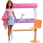 Set Barbie by Mattel Estate Birou cu pat supraetajat, papusa si accesorii