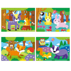 Set 4 puzzle-uri - Animalute din padure (2, 3, 4, 5 piese)