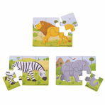 Set 3 puzzle din lemn - Jungla Vesela