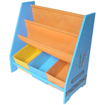 Organizator carti si jucarii cu cadru din lemn Blue Crayon