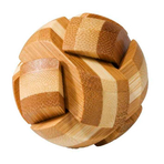 Joc logic IQ din lemn bambus Ball, cutie metal