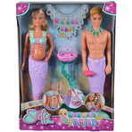 Set Simba Steffi Love Mermaid Family papusa Steffy 29 cm, papusa Kevin 29 cm si accesorii