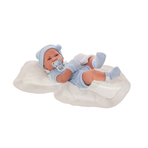 Papusa bebe realist Toqui-baiat cu paturica, cu articulatii, alb-albastru, corp realist anatomic, Antonio Juan