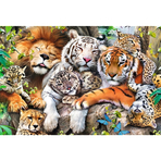 PUZZLE TREFL DIN LEMN 500+1 PIESE FELINELE DIN JUNGLA