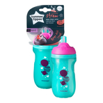 Cana cu pai izoterma,Tommee Tippee, 260 ml x 1 buc, 12 luni+, Roz / Turquoise