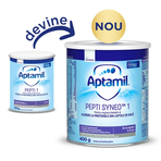 Lapte praf Nutricia pentru alergii si intolerante usoare, Aptamil Pepti SYNEO, 400g, 0-6 luni