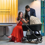 Carucior 3 in 1 Peg Perego Veloce, Primoviaggio SL, 0 - 22 kg, Graphic Gold, Negru / Bej
