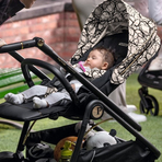 Carucior 3 in 1 Peg Perego Veloce, Lounge, 0 - 22 kg, Graphic Gold, Negru / Bej