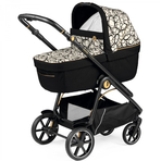 Carucior 3 in 1 Peg Perego Veloce, Lounge, 0 - 22 kg, Graphic Gold, Negru / Bej