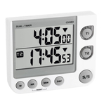 Timer si cronometru digital dual, 100 ore, LED de avertizare, memorie, volum reglabil, alb, TFA 38.2025