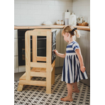 Inaltator Learning Tower Ajustabil cu tabla de scris, Ajutor de bucatarie MeowBaby , lemn natur
