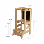 Inaltator Learning Tower Ajustabil cu tabla de scris, Ajutor de bucatarie MeowBaby  , lemn natur