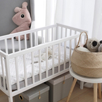 Patut mic, co-sleeping din lemn, Classic Alb cu Saltea Cocos Spuma Cocos 90 x 40 x 7 cm