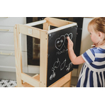 Inaltator Learning Tower Ajustabil cu tabla de scris, Ajutor de bucatarie MeowBaby , lemn natur