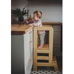Inaltator Learning Tower Ajustabil, Ajutor de bucatarie MeowBaby , lemn natur