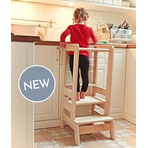 Inaltator Learning Tower Ajustabil, Ajutor de bucatarie MeowBaby , lemn natur