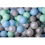 Piscina uscata cu 200 de bile (Alb perlat, Gri, Transparent, Mint, Babyblue) MeowBaby , 90x30 cm, Gri Deschis