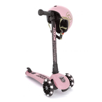 Trotineta copii pliabila, reglabila, roti luminoase, Highwaykick 3 Led Rose, 3-6 ani, pana la 50 kg, Scoot Ride