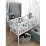 Patut mic, co-sleeping din lemn, Classic Alb cu Saltea Cocos Spuma Cocos 90 x 40 x 7 cm