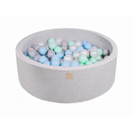 Piscina uscata cu 200 de bile (Alb perlat, Gri, Transparent, Mint, Babyblue) MeowBaby , 90x30 cm, Gri Deschis