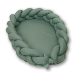 AMY - Baby Nest si Bumper impletit, detasabile, 80 x 50 cm, Pure Verde Salvia
