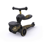 Trotineta copii cu sezut, suport jucarie, transformabila 2in1, HighwayKick 1 Lifestyle Black Gold Limited, 1-5 ani, pana la 50 kg, Scoot  Ride