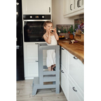Inaltator Learning Tower Ajustabil, Ajutor de bucatarie MeowBaby , lemn Gri inchis