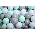 MeowBaby Set bile din plastic pentru centru de joaca 7cm, 200 buc: Menta Gri Alb