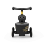 Pachet: Trotineta copii cu sezut, suport jucarie, transformabila 2in1, HighwayKick 1 Lifestyle Black Gold Limited, 1-5 ani, pana la 50 kg, Scoot Ride si casca XXS, 45-51 cm, 1 an+