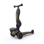 Pachet: Trotineta copii cu sezut, suport jucarie, transformabila 2in1, HighwayKick 1 Lifestyle Black Gold Limited, 1-5 ani, pana la 50 kg, Scoot Ride si casca XXS, 45-51 cm, 1 an+