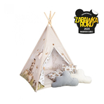 Cort de joaca Happy Bear, saltea impermeabila inclusa, Indian Teepee din Bumbac, BabySteps