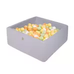 Piscina uscata cu 300 de bile (alb, portocaliu, verde deschis si galben pastel) MeowBaby , Dino, 90x90x40 cm, Gri