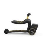 Pachet: Trotineta copii cu sezut, suport jucarie, transformabila 2in1, HighwayKick 1 Lifestyle Black Gold Limited, 1-5 ani, pana la 50 kg, Scoot Ride si casca XXS, 45-51 cm, 1 an+
