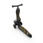 Pachet: Trotineta copii cu sezut, suport jucarie, transformabila 2in1, HighwayKick 1 Lifestyle Black Gold Limited, 1-5 ani, pana la 50 kg, Scoot Ride si casca XXS, 45-51 cm, 1 an+
