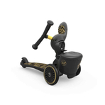 Trotineta copii cu sezut, suport jucarie, transformabila 2in1, HighwayKick 1 Lifestyle Black Gold Limited, 1-5 ani, pana la 50 kg, Scoot Ride