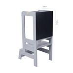 Inaltator Learning Tower Ajustabil cu tabla de scris, Ajutor de bucatarie MeowBaby , lemn Gri inchis