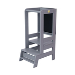 Inaltator Learning Tower Ajustabil cu tabla de scris, Ajutor de bucatarie MeowBaby , lemn Gri inchis