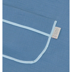 Prosop din bumbac muselina cu gluga si buzunar pentru bebelusi si copii, Poncho, Blue, 60x65 cm