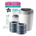 Pachet Cos pentru scutece + 6 Rezerve Tommee Tippee Sangenic Simplee Reciclabil, Alb / Gri