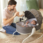 Sezlong 3 in 1 Tiny Love Cozy Rocker Napper, 0 luni plus, Gri cu Alb