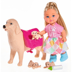 Papusa Simba Evi Love Dog Sitter 12 cm cu 4 figurine si accesorii