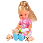 Papusa Simba Evi Love Dog Sitter 12 cm cu 4 figurine si accesorii