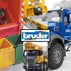 BRUDER - CAMION FORESTIER SCANIA R-SERIES CU MACARA DE INCARCARE, GRAIFER SI 3 BUSTENI