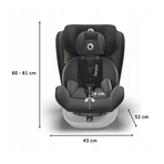 Lionelo - Scaun auto Bastiaan Pozitie de somn, Rotire 360 grade, 0-36 Kg, Cu Isofix si Centura Top Tether, Gri