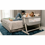 Lionelo - Patut co-sleeper Theo 2 in 1, Cu setare unghiulara, Reglabil in 5 pozitii pe inaltime, Grey