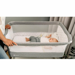 Lionelo - Patut co-sleeper Theo 2 in 1, Cu setare unghiulara, Reglabil in 5 pozitii pe inaltime, Dark Grey