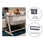 Lionelo - Patut co-sleeper Theo 2 in 1, Cu setare unghiulara, Reglabil in 5 pozitii pe inaltime, Dark Grey