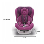 Lionelo - Scaun auto Bastiaan Pozitie de somn, Rotire 360 grade, 0-36 Kg, Cu Isofix si Centura Top Tether, Violet