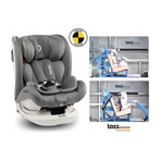 Lionelo - Scaun auto Bastiaan RWF Pozitie de somn, Protectie laterala, Rotire 360 grade, 0-36 Kg, Cu Isofix si Centura Top Tether, Gri